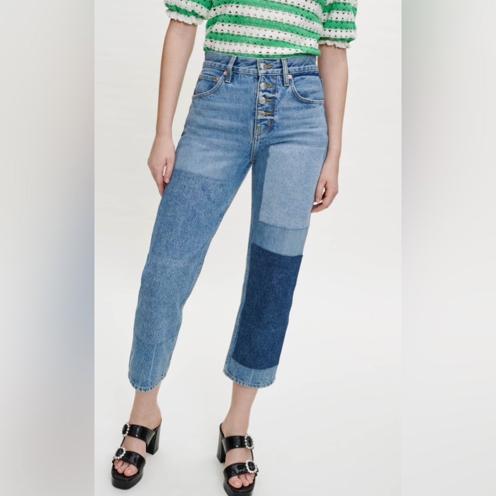 Maje Patchou Patchwork Boyfriend Denim Jeans